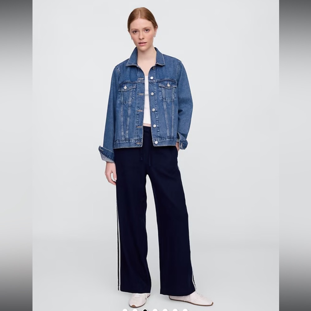 Gap Mid Rise Linen-Blend Wide-Leg Pants Navy XXL NWT - Picture 2 of 11
